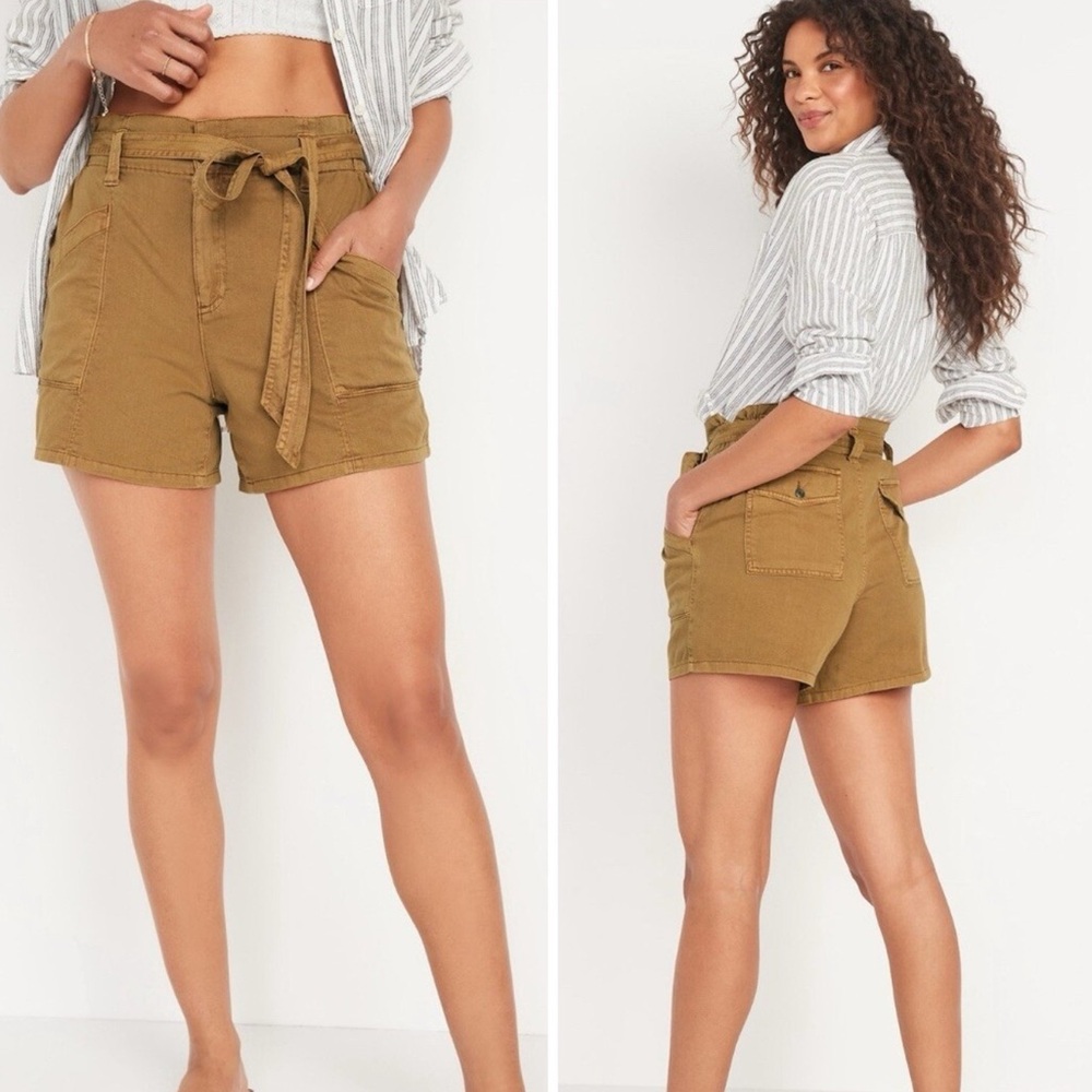 Old Navy Paperbag Tie-Waist Women's Shorts - Tan NWT